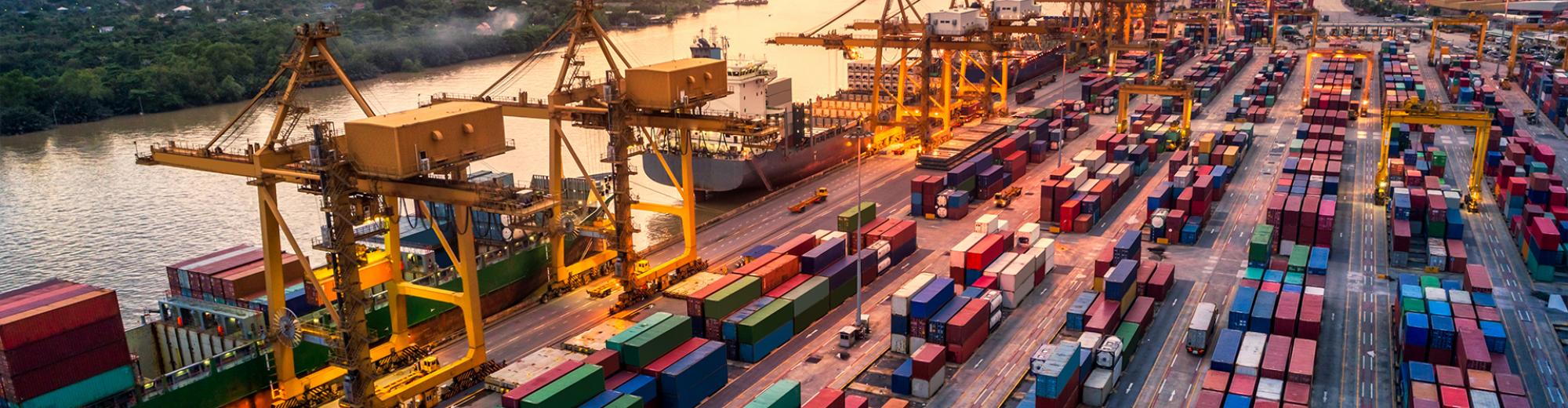 Colored containers on site with sunset | Seacon Logistics